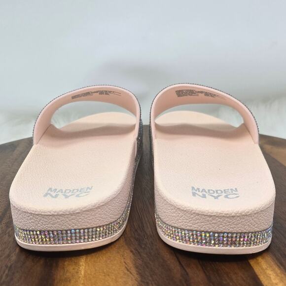 Madden NYC Platform Pink Sparkle Bling Flip Flop Slide On Casual Women's 9.5 - Picture 4 of 8